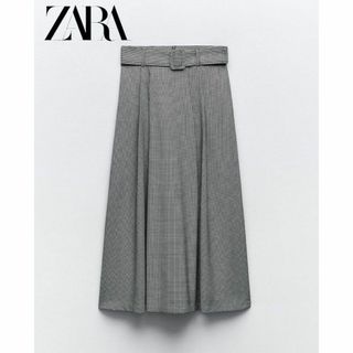 ザラ(ZARA)の7 ZARA ハウンドトゥース ベルト スカート M(ロングスカート)