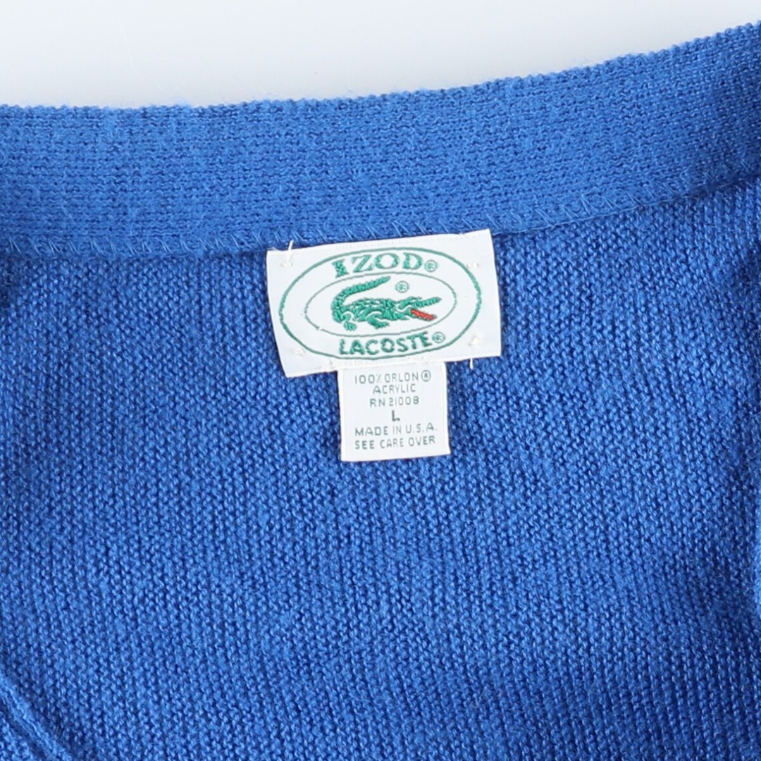 LACOSTE(ラコステ)の古着 80~90年代 ラコステ LACOSTE IZOD アクリルニットカーディガン USA製 メンズL ヴィンテージ /evb004609 メンズのトップス(カーディガン)の商品写真