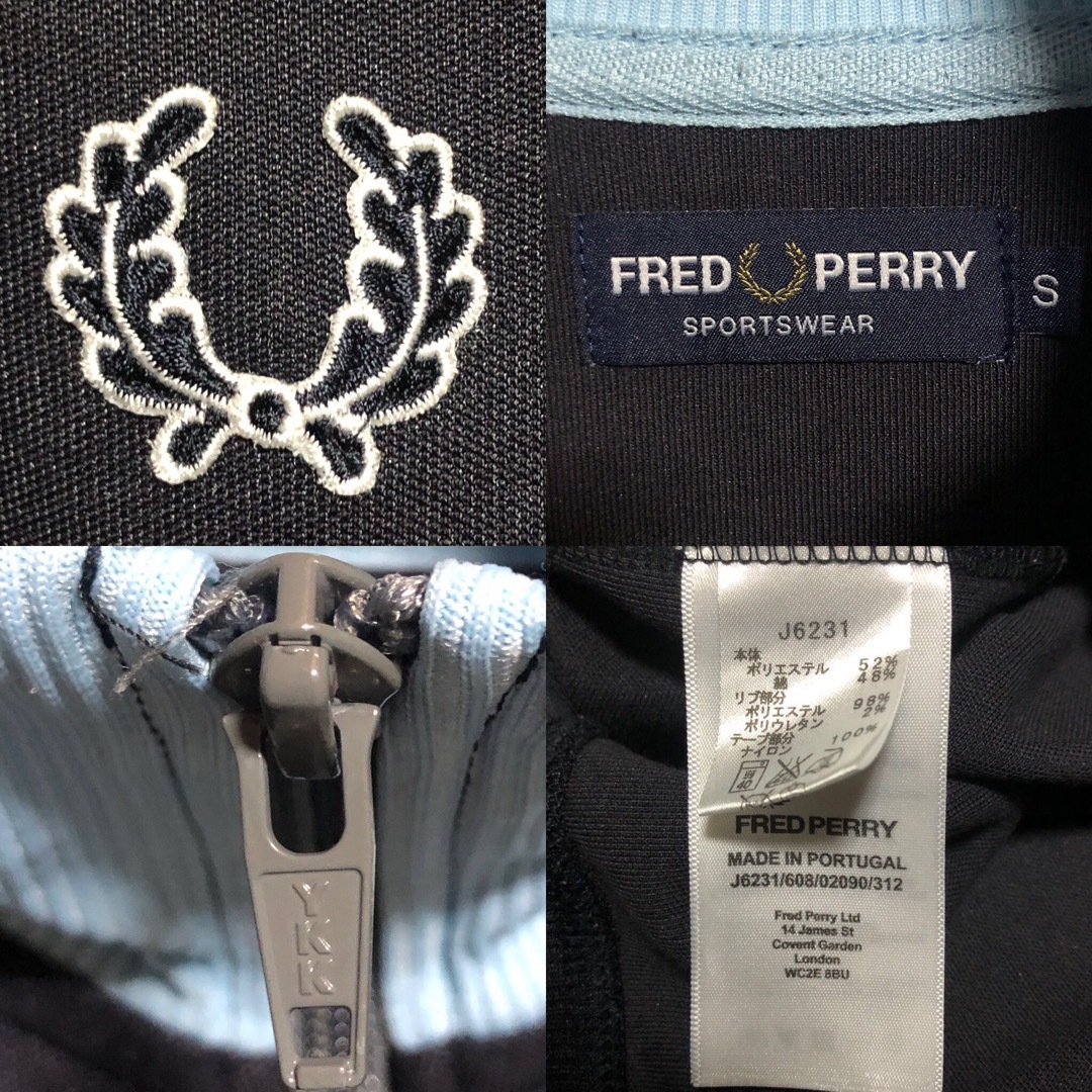 FRED PERRY(フレッドペリー)のFred Perry⭐️トラックジャケットS 刺繍月桂樹 マルチカラー紺×灰水色 メンズのトップス(ジャージ)の商品写真