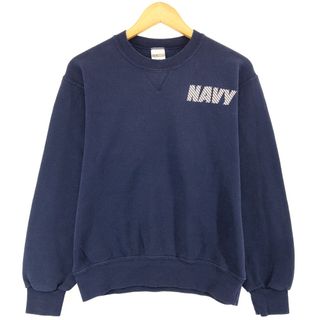 古着 90年代 SOFFE AUTHENTIC 海軍 NAVY プリントスウェットシャツ トレーナー USA製 メンズS ヴィンテージ /eaa389726(スウェット)