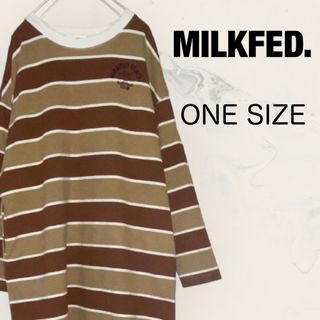 ミルクフェド(MILKFED.)のMILKFED. ボーダー長袖Tシャツワンピース ONE SIZE ミルクフェド(ロングワンピース/マキシワンピース)