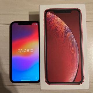 アイフォーン(iPhone)の【美品】iphoneXr 64GB レッド 本体 SIMフリー (スマートフォン本体)