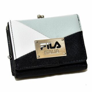 フィラ(FILA)の新品 FILA コンパクトウォレット がま口 三つ折り財布 ブラック ブルー(財布)
