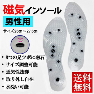 磁気インソール男性用(左右セット)(F、25～27.5cm)快足新品送料無料(その他)