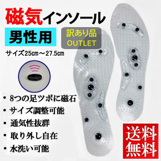 訳あり品磁気インソール男性用(左右セット)(F、25～27.5cm)新品送料無料(その他)