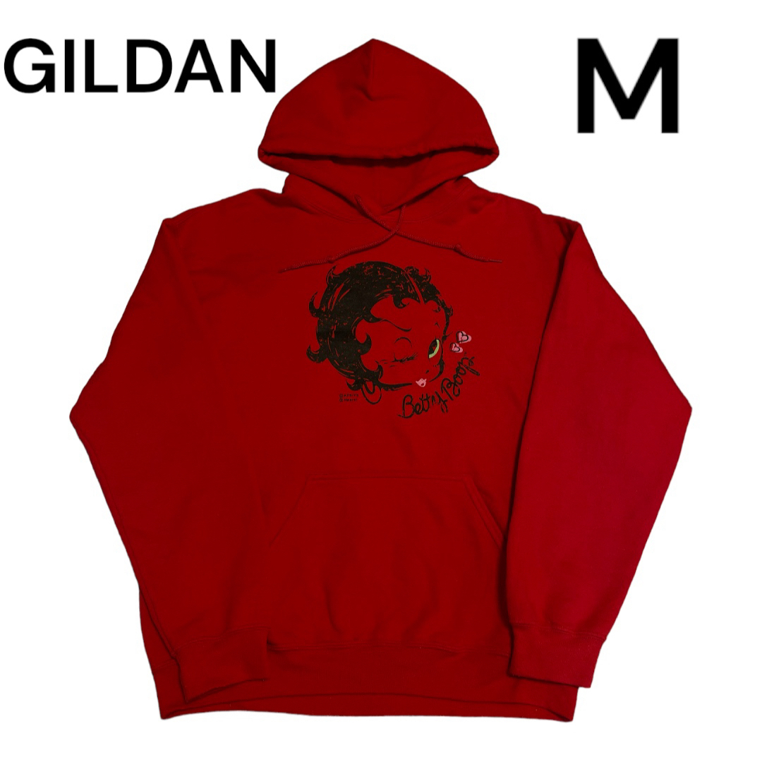 GILDAN(ギルタン)の【最安値】BETTY⭐︎ギルダン⭐︎スウェット⭐︎プルオーバー⭐︎パーカー⭐︎赤 メンズのトップス(パーカー)の商品写真