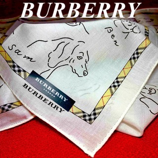 バーバリー(BURBERRY)のBURBERRY  バーバリーハンカチ　手書き風イラスト　犬柄　dog(ハンカチ)