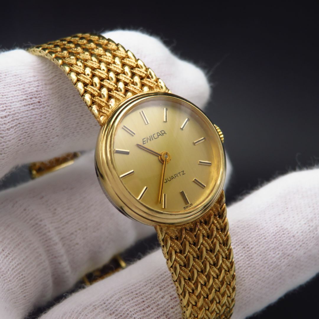 ENICAR ブレスレットウォッチ ゴールド スイス製 レディースのファッション小物(腕時計)の商品写真