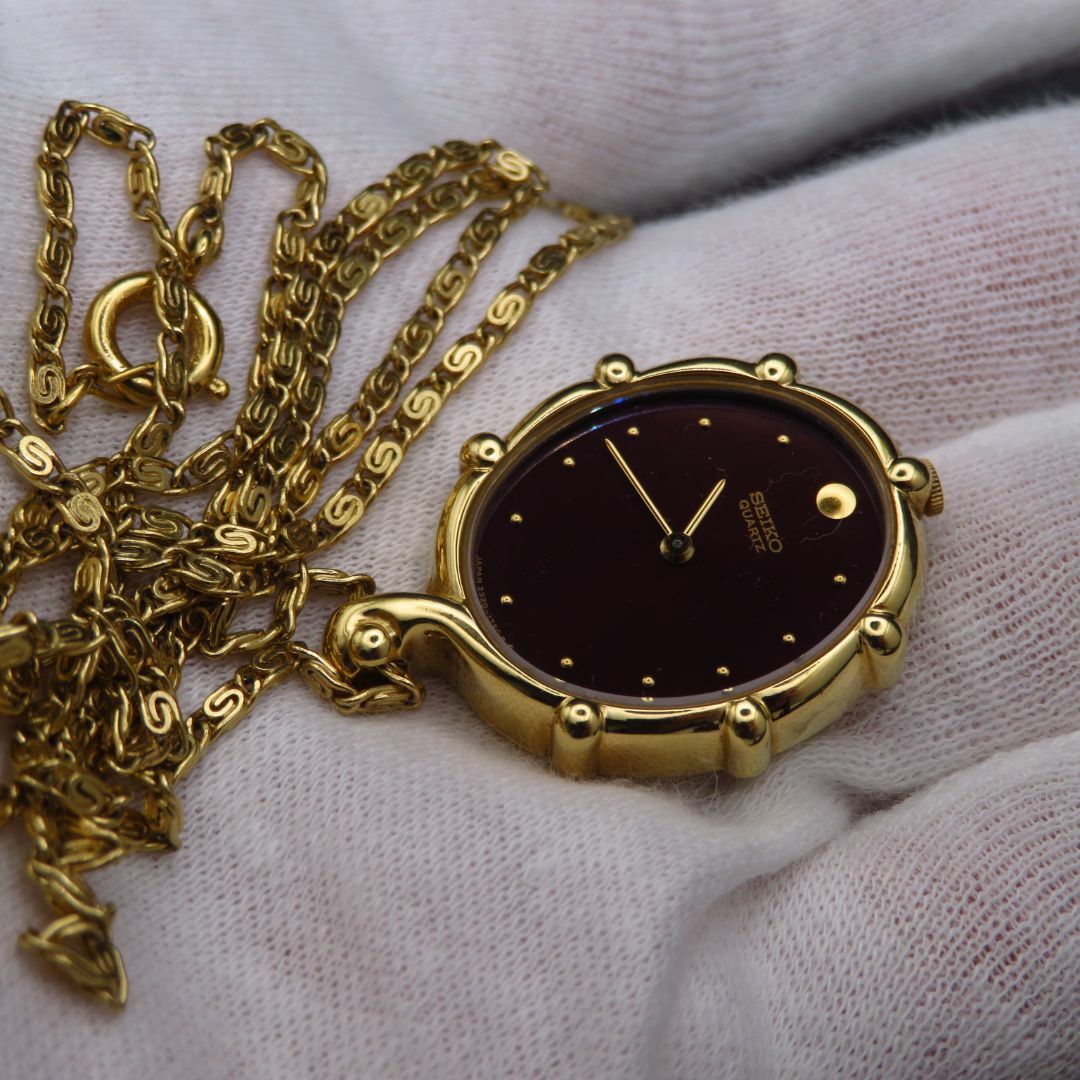 SEIKO(セイコー)のSEIKO ペンダントウォッチ ゴールド ブラウン文字盤  レディースのファッション小物(腕時計)の商品写真