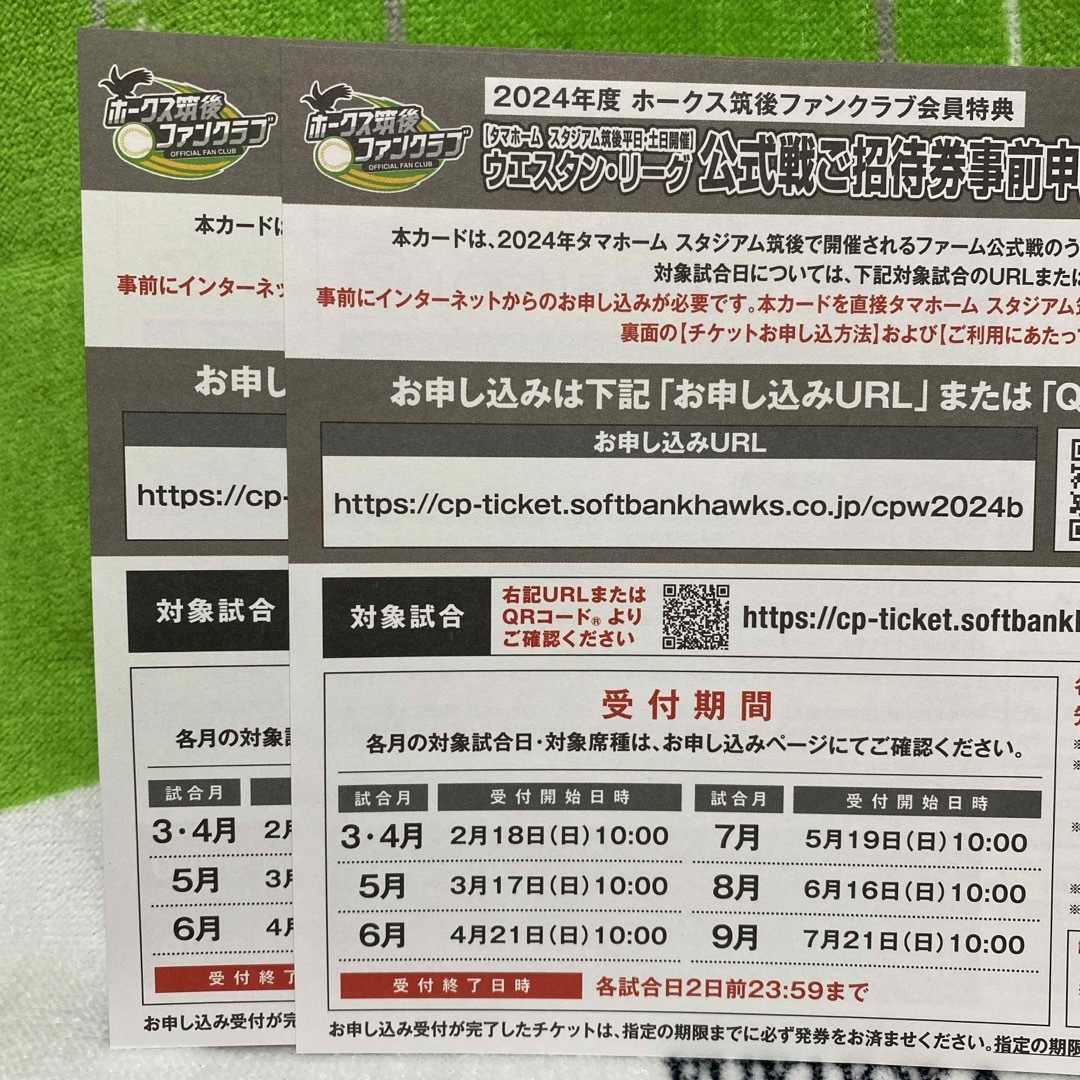 福岡ソフトバンクホークス(フクオカソフトバンクホークス)の福岡ソフトバンクホークス★土日招待券2枚★タマスタ筑後★2軍戦 チケットのスポーツ(野球)の商品写真