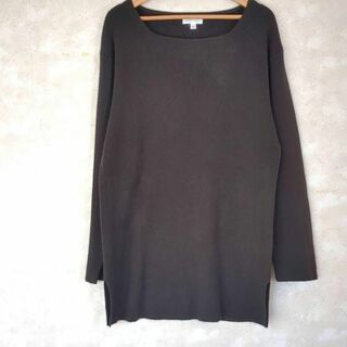 【LL】オットーコレクション　ニット　ブラック　丸襟　裾スリット(ニット/セーター)