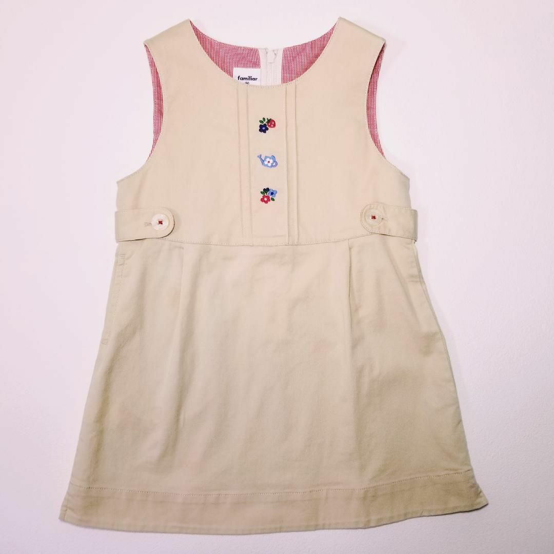 familiar(ファミリア)の3186 ファミリア 90 ワンピース ジャンバースカート 花 アイボリー キッズ/ベビー/マタニティのベビー服(~85cm)(その他)の商品写真