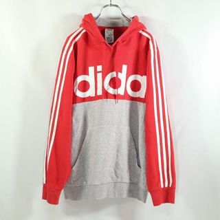 【US古着◎希少デザイン】adidas デカロゴ ボロパーカー キングサイズ(パーカー)