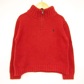 ポロバイラルフローレン 長袖セーター ハーフジップニット 日本製 キッズ 男の子用 5サイズ レッド Polo by Ralph Lauren(ニット)