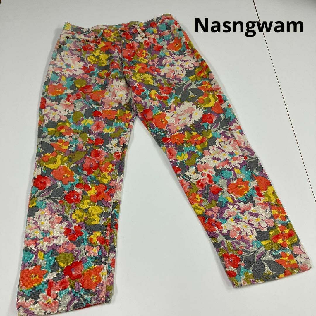 Nasngwam ナスングワム　花柄　パンツ　古着　総柄　フラワー メンズのパンツ(デニム/ジーンズ)の商品写真