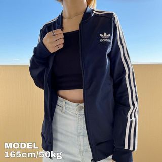 アディダス(adidas)のアディダス adidas トラックジャケット 紺 ネイビー 刺繍ロゴ キッズ(その他)