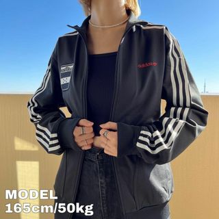 アディダス(adidas)のアディダス adidas トラックジャケット 00s M ブラック 黒 白 赤(ジャージ)