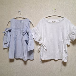 ランバンオンブルー(LANVIN en Bleu)の✨最終お値下げ✨LANVIN en Bleu　リボントップス　２点セット(Tシャツ(半袖/袖なし))