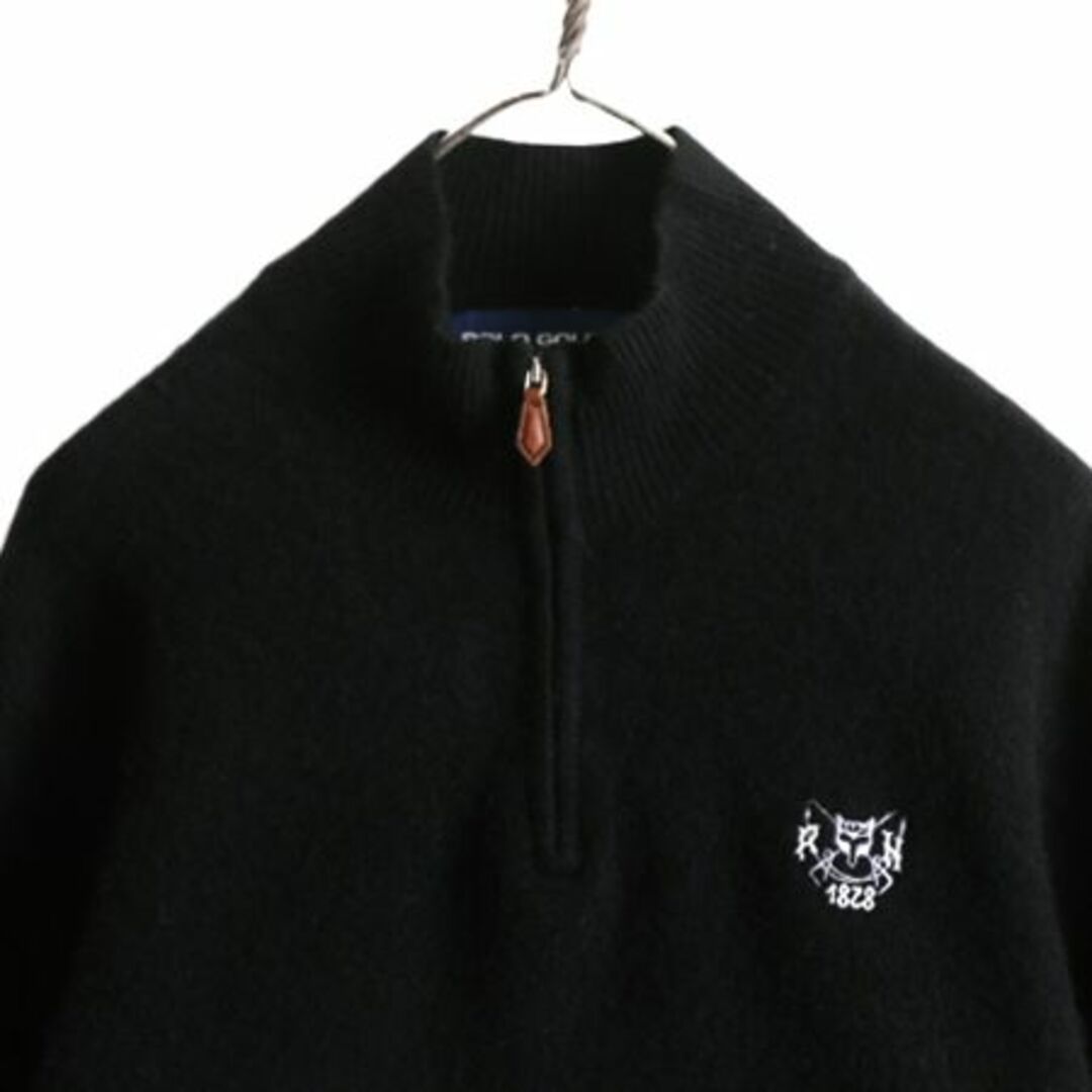 Ralph Lauren(ラルフローレン)の90s ポロ ゴルフ ラルフローレン ニット セーター メンズ L 古着 90年代 オールド POLO GOLF ウール カシミヤ ハーフジップ ハイネック 黒 メンズのトップス(ニット/セーター)の商品写真