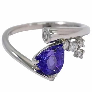 本物 タンザナイト 1.79ct ダイヤモンド 0.19ct Pt900 リング 指輪 16号 プラチナ ブルー アクセサリー ジュエリー 中古(リング(指輪))