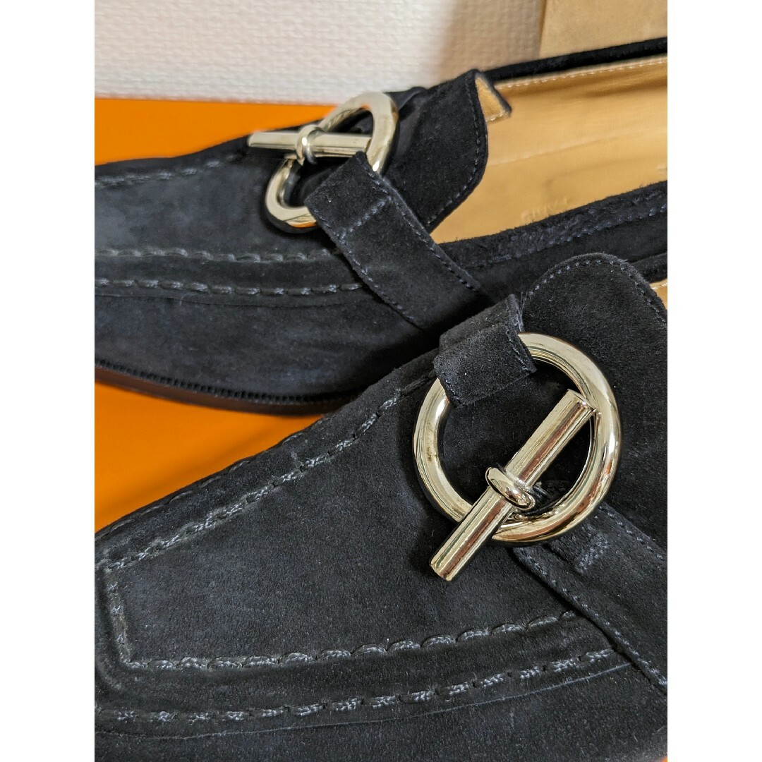 Hermes(エルメス)のHERMES　エルメス　ローファー　モカシン　35.5　スエード　ブラック レディースの靴/シューズ(ローファー/革靴)の商品写真