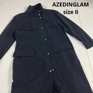 AZEDINGLAM アゼディングラム　ロングコート　ブラック　ストレッチ　古着(トレンチコート)