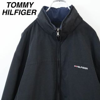 トミーヒルフィガー(TOMMY HILFIGER)の【ビッグサイズ】トミーヒルフィガー／ナイロンジャケット　刺繍ロゴ　フルジップ　黒(ナイロンジャケット)