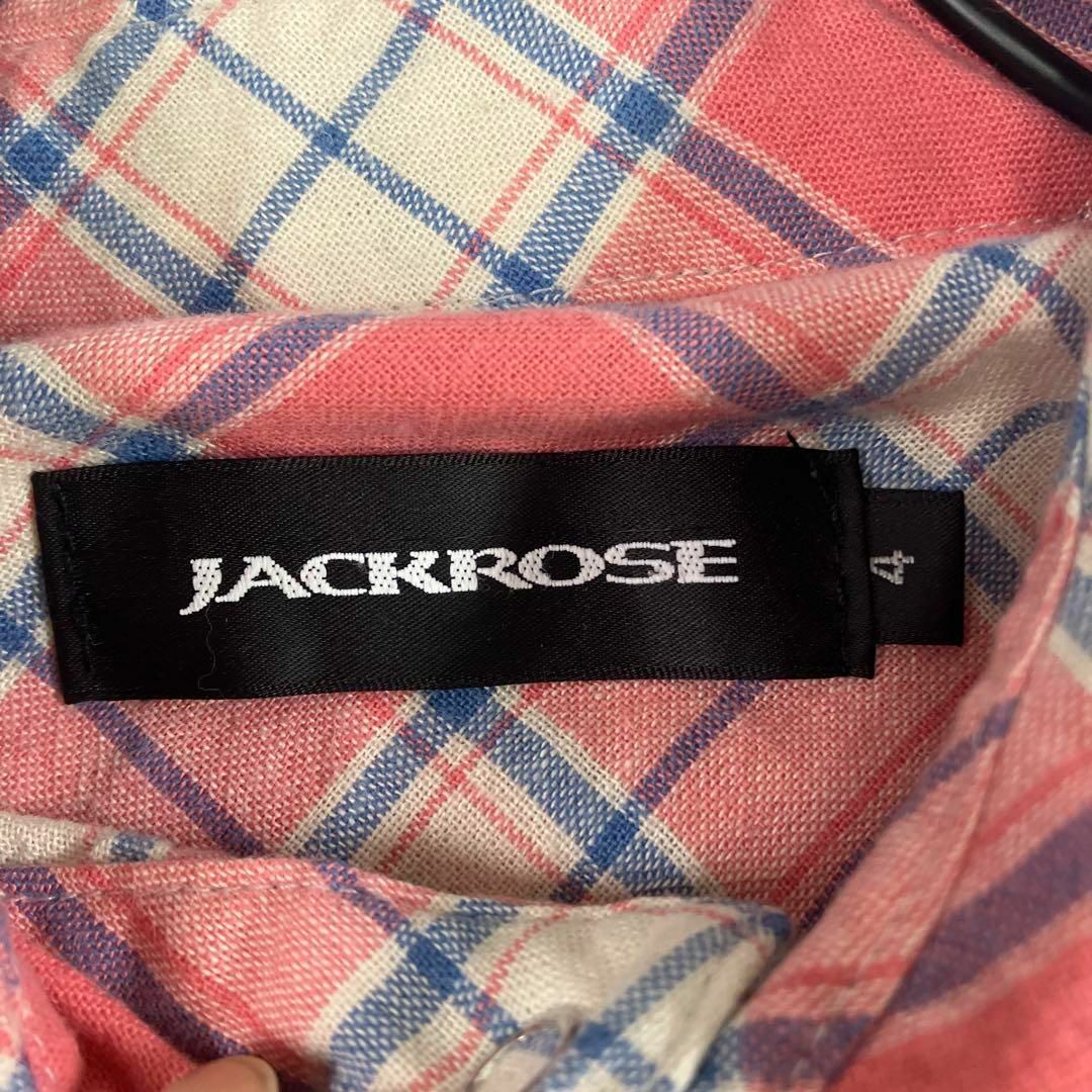 JACKROSE(ジャックローズ)のジャックローズ　ネルシャツ　チェック柄　ペンキ加工　古着　五分丈 メンズのトップス(シャツ)の商品写真