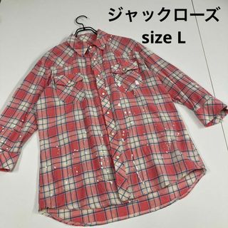 ジャックローズ(JACKROSE)のジャックローズ　ネルシャツ　チェック柄　ペンキ加工　古着　五分丈(シャツ)