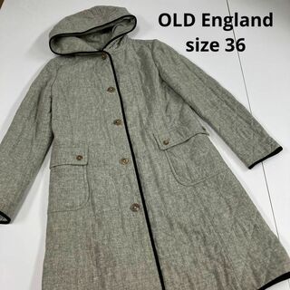 OLD ENGLAND ノーカラー アンゴラ ウール コート グレー 36