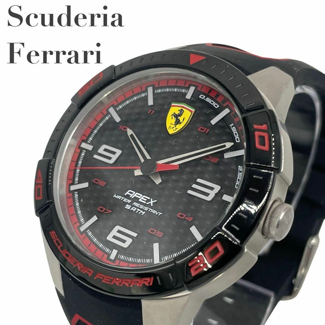 Ferrari(フェラーリ)の極美品　フェラーリ　腕時計　ラバーバンド　スポーツタイプ　アナログ　メンズ　黒 メンズの時計(腕時計(アナログ))の商品写真