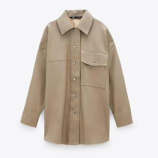 ザラ(ZARA)のZARA フェイクレザーシャツ(ライダースジャケット)