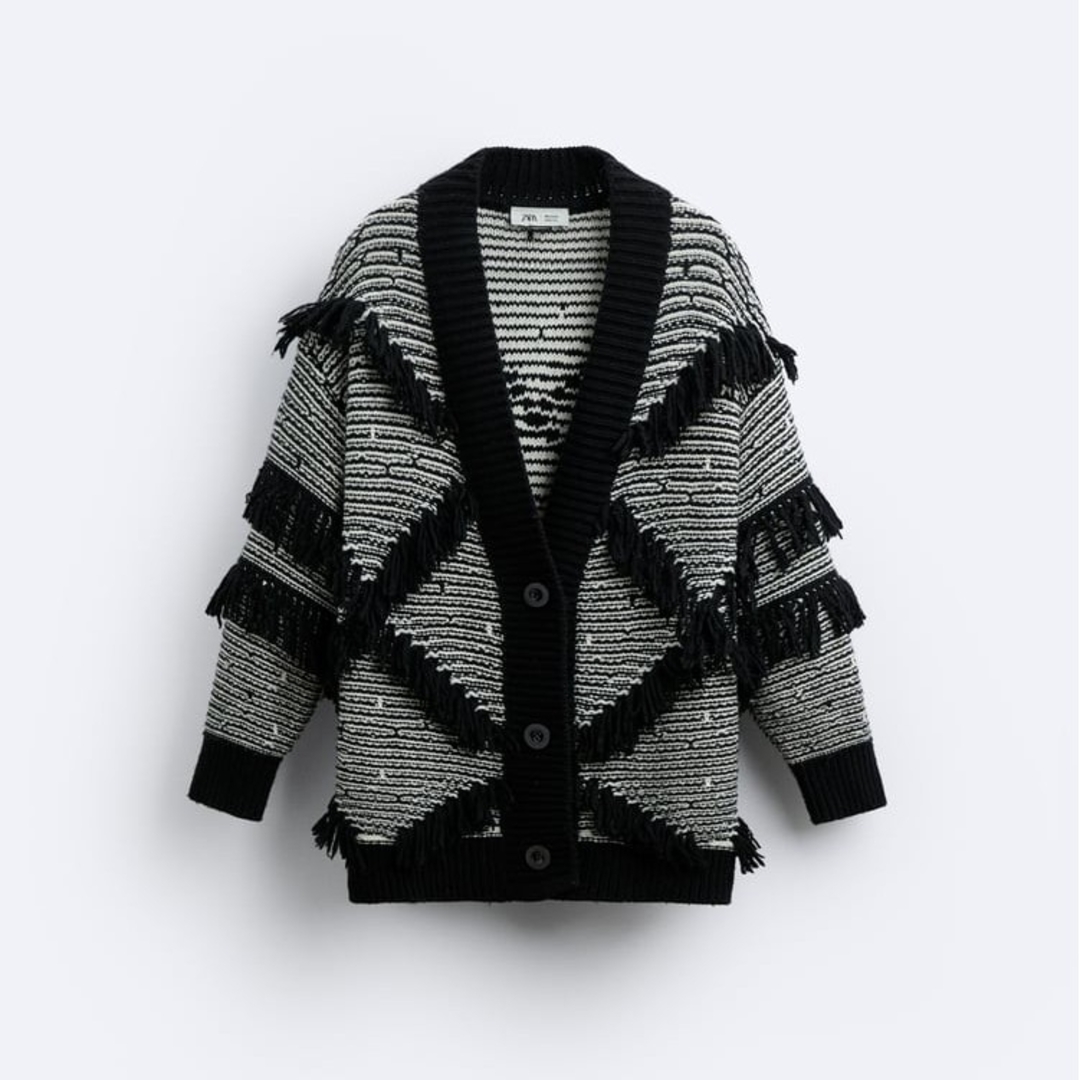 ZARA - ZARA ジャカードカーディガン フリンジX MAISON SPECIAL ZARA - ZARA ジャカードカーディガン フリンジX MAISON SPECIAL