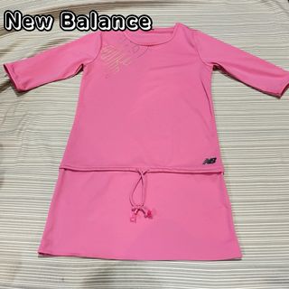 ニューバランス(New Balance)のニューバランス　七分丈　ワンピース　長袖　Tシャツ　ピンク　L(ひざ丈ワンピース)