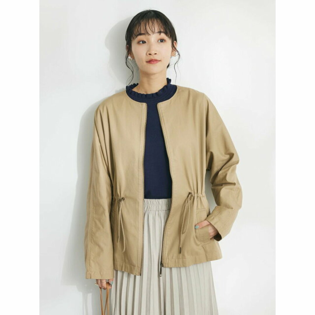 CRAFT STANDARD BOUTIQUE(クラフトスタンダードブティック)の【ベージュ】コットンギャバジンノーカラーZIPブルゾン レディースのジャケット/アウター(その他)の商品写真