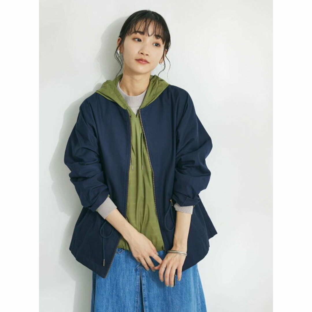 CRAFT STANDARD BOUTIQUE(クラフトスタンダードブティック)の【ネイビー】コットンギャバジンノーカラーZIPブルゾン レディースのジャケット/アウター(その他)の商品写真