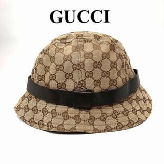 Gucci - グッチ GUCCI  GG柄　キャンバス バケットハット　帽子　ハット　レザー