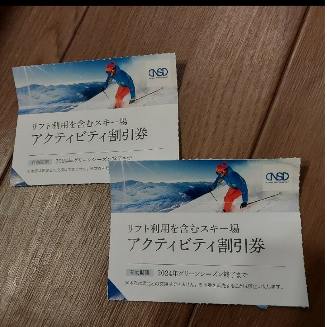 日本スキー場開発株式会社 スキー場施設&レンタル優待二枚セット