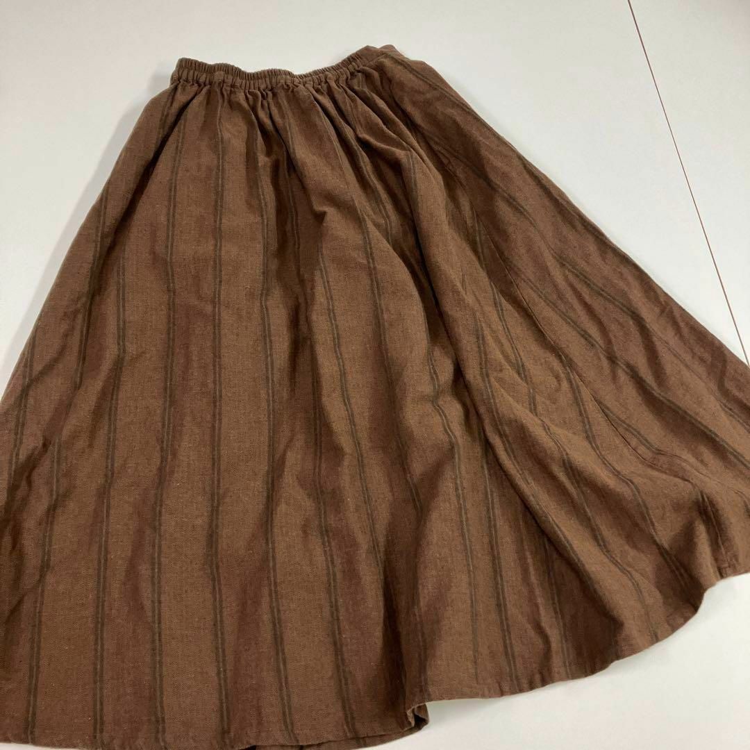 SM2(サマンサモスモス)のサマンサモスモス　スカート　ストライプ　リネン　麻　古着女子　フレア レディースのスカート(ロングスカート)の商品写真