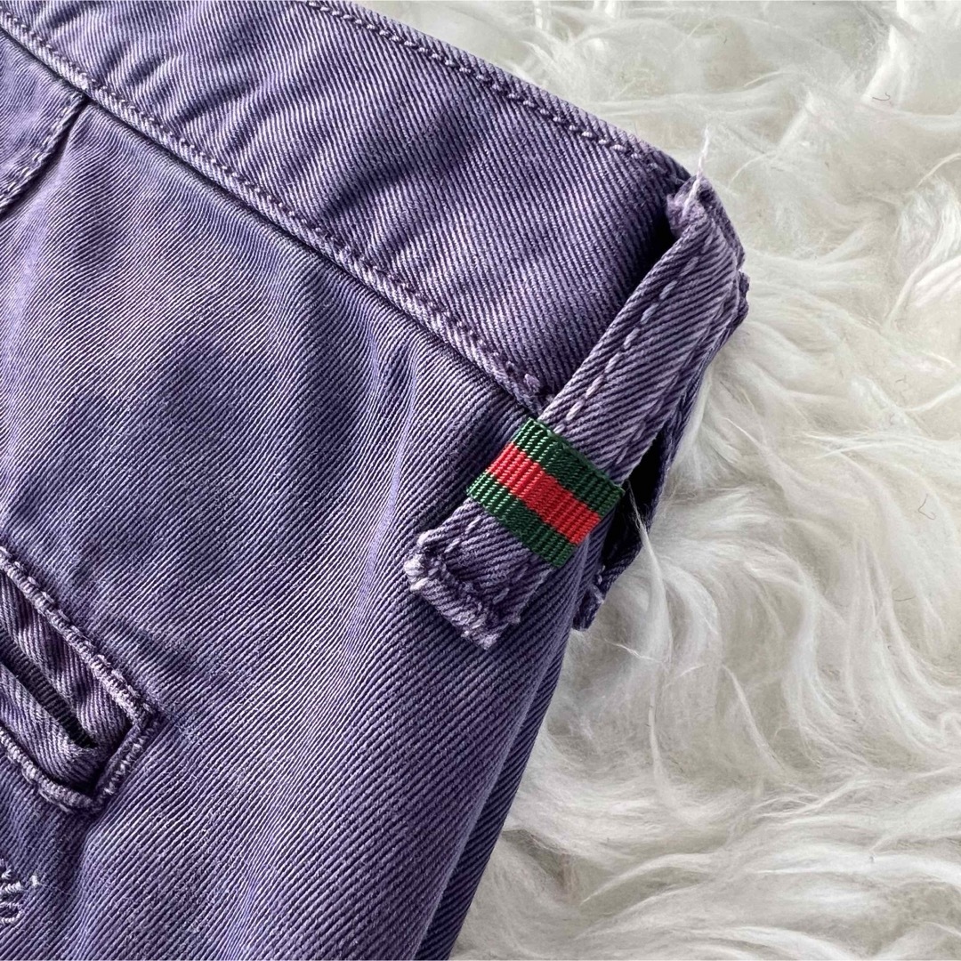 Gucci(グッチ)の希少カラー✨ グッチ チノパン シェリーライン 刺繍ロゴ メンズ パープル M メンズのパンツ(チノパン)の商品写真
