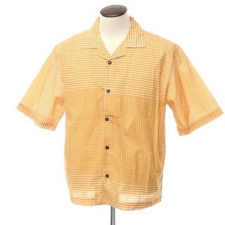 【新品】マドソン MADSON コットン チェック オープンカラー 半袖シャツ オレンジ【サイズL】【メンズ】(シャツ)