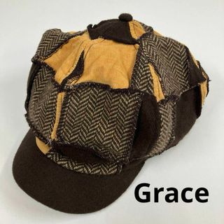 grace グレース　キャスケット　パッチワーク　コーデュロイ　ツイード　古着(キャスケット)