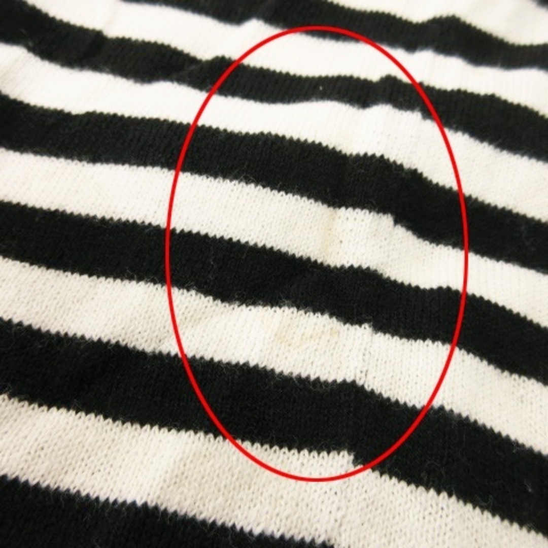 Lois CRAYON(ロイスクレヨン)のロイスクレヨン ニット 半袖 後ボタン リボン フラワー刺繍 ボーダー M 黒 レディースのトップス(ニット/セーター)の商品写真