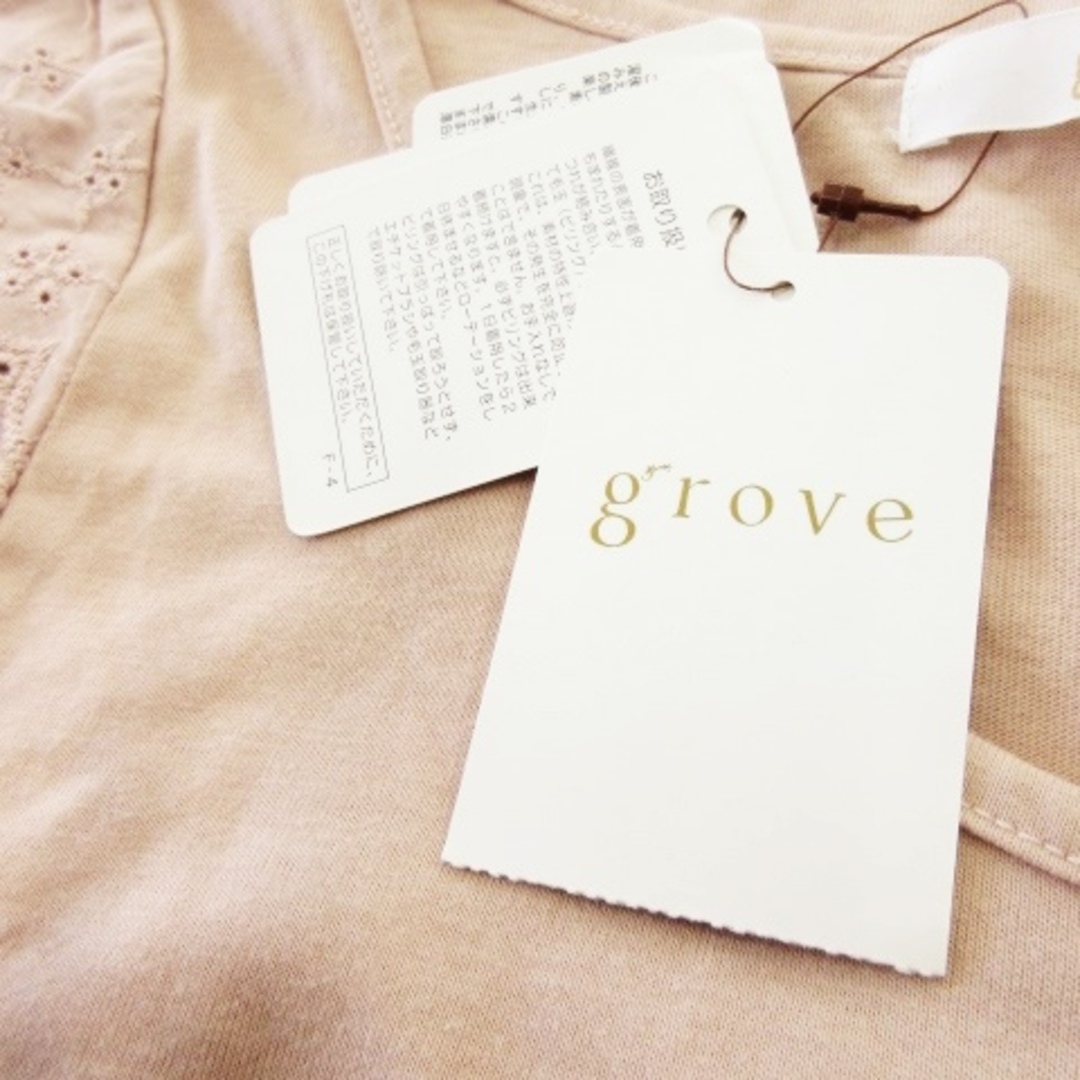 grove(グローブ)のグローブ Tシャツ カットソー 半袖 切替 レース カットワーク L ピンク レディースのトップス(Tシャツ(半袖/袖なし))の商品写真