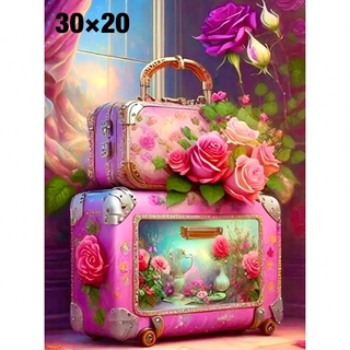 ダイヤモンドアート　ピンクのバッグ　30×20  (アート/写真)