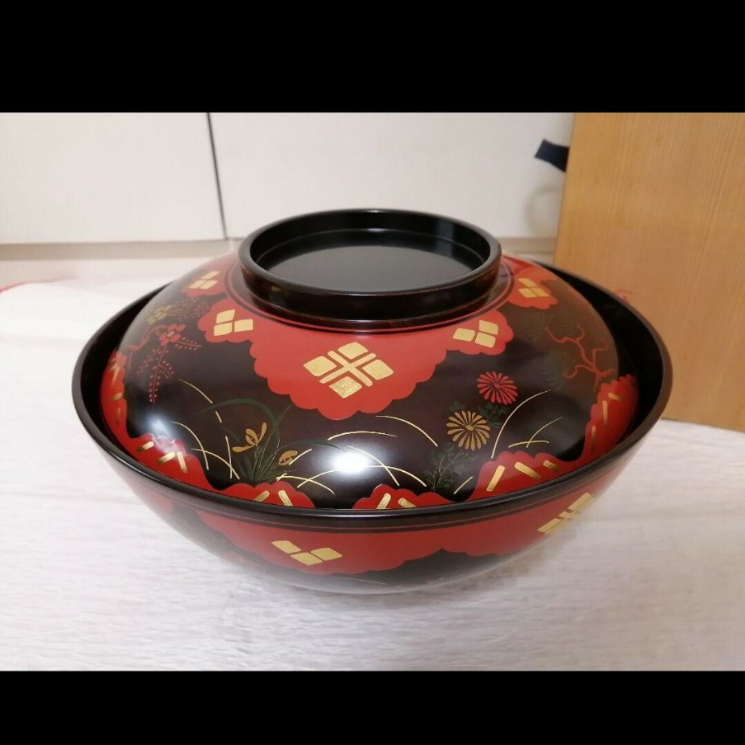 漆専堂　正法寺　蒔絵　塗り　お椀　蓋　菓子器　松竹梅　菊　茶道　懐石　木箱　共箱 エンタメ/ホビーの美術品/アンティーク(漆芸)の商品写真