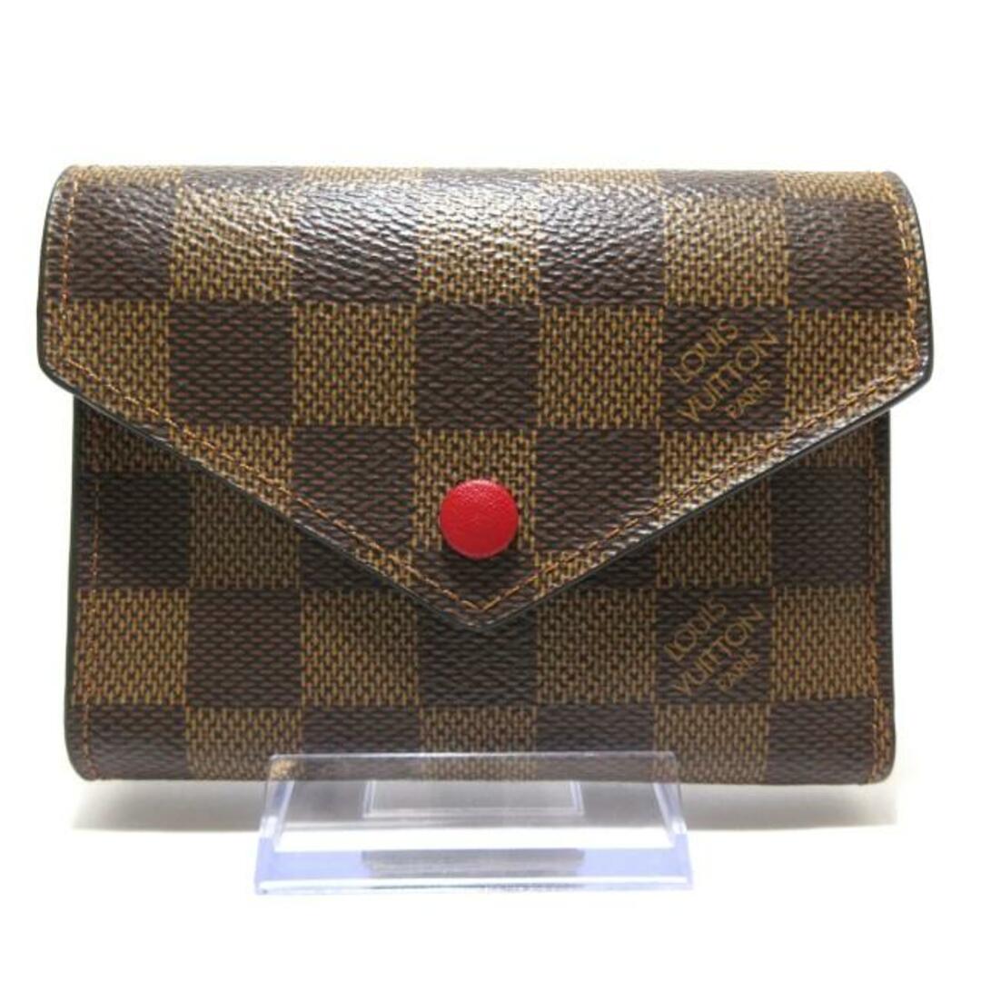 LOUIS VUITTON(ルイヴィトン) 3つ折り財布 ダミエ美品 ポルトフォイユヴィクトリーヌ N41659 ルージュ ダミエ･キャンバス