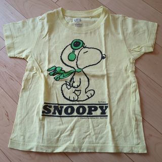 ユニクロ(UNIQLO)の110cm UNIQLO SNOOPY 半袖 Tシャツ イエロー(Tシャツ/カットソー)