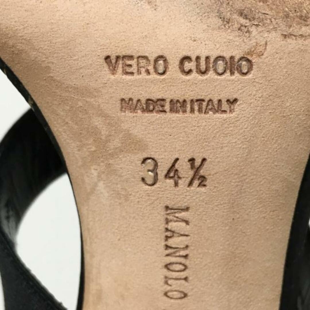 MANOLO BLAHNIK(マノロブラニク)のMANOLO BLAHNIK(マノロブラニク) サンダル 34 1/2 レディース - 黒 化学繊維 レディースの靴/シューズ(サンダル)の商品写真