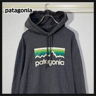 パタゴニア(patagonia)の【パタゴニア】パーカー　デカロゴ　ビッグロゴ　ダークグレー　ビッグプリントF6(パーカー)